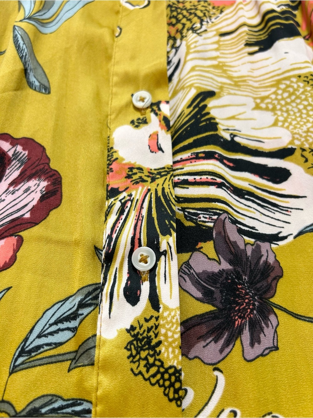 Free People Champs de Fleurs Silky Nights Button-down Tunic Top Floral Sz L - Picture 7 of 15